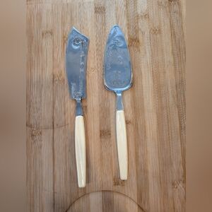 Vintage MAR.DER Italian Serving Set - MCM 18/8 Stainless Cake & Cheese Duo